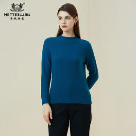 METTE羊绒世家2021年女100%山羊绒衫时尚立体绞花半高领保暖毛衣