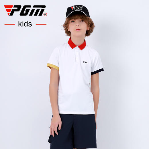 PGM男童高尔夫服装2021新品短袖T恤夏季衣服青少年网球服上衣童装 商品图2