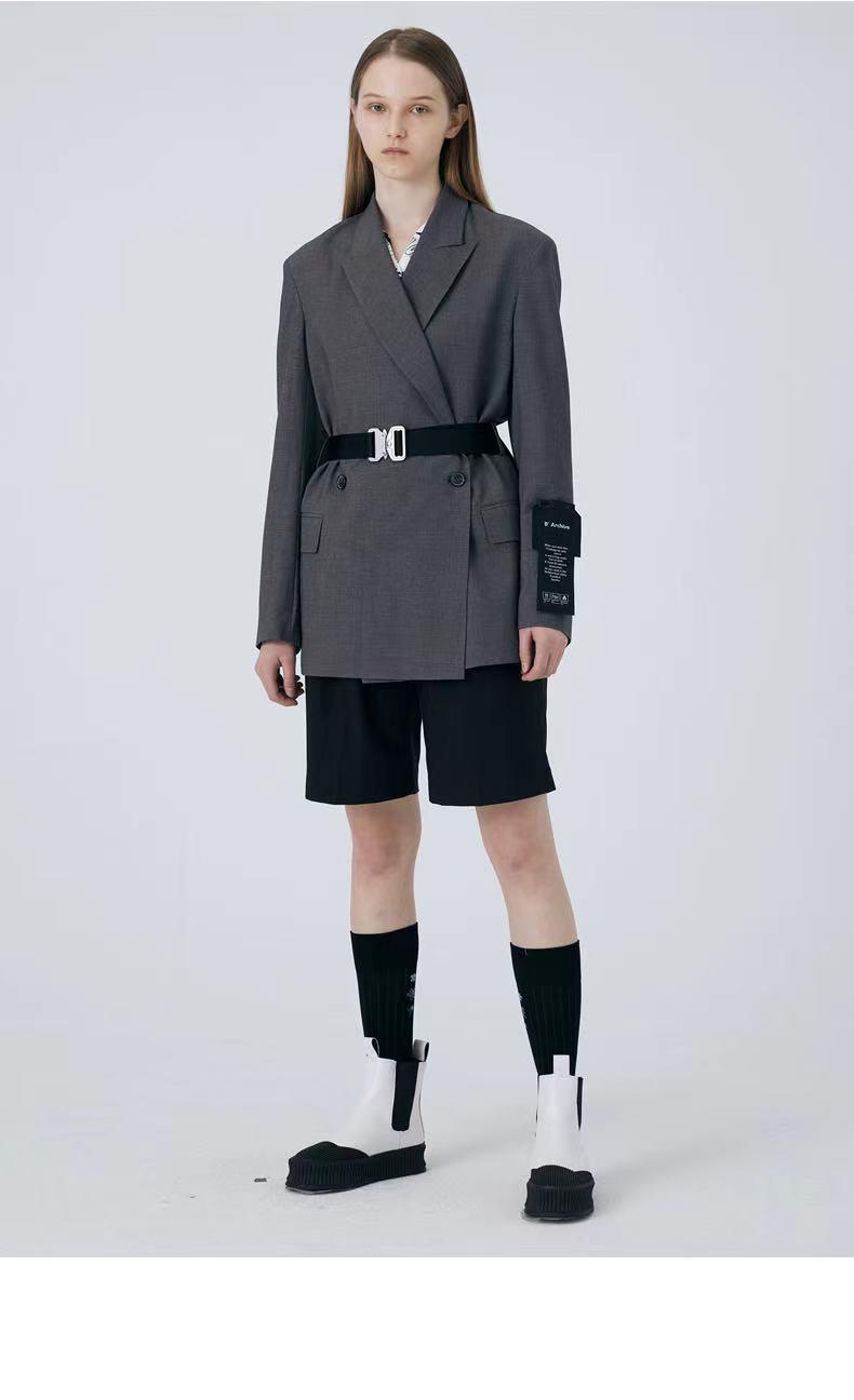 百家好2021秋冬明星同款韩风中长款修身西装hvjk521b