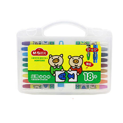 晨光手提盒丝滑油画棒18色AGMY3302儿童绘画笔 六角型蜡笔 商品图0