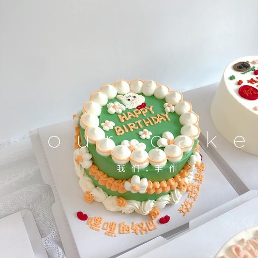 抹茶绿复古小花清新款 生日蛋糕-低糖处理无添加 商品图3