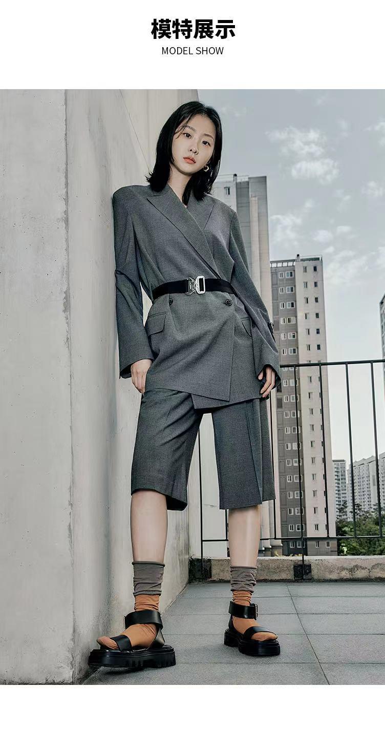 百家好2021秋冬明星同款韩风中长款修身西装hvjk521b