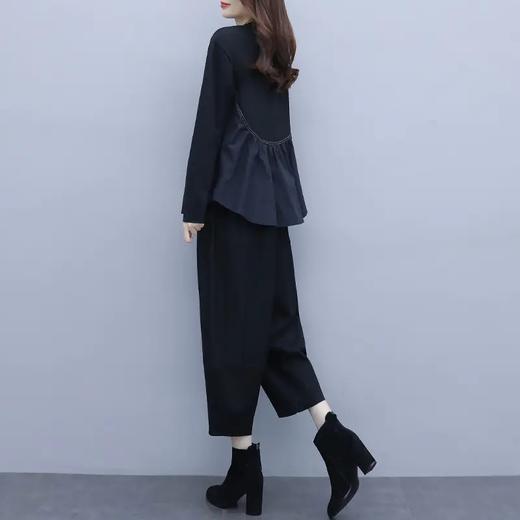 AHM-ygf9605 2021秋冬季新款简约休闲宽松减龄气质衬衫阔腿裤两件套 商品图2