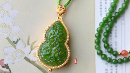 S925和田玉（碧玉-苹果绿）项链--葫芦香囊 商品图4