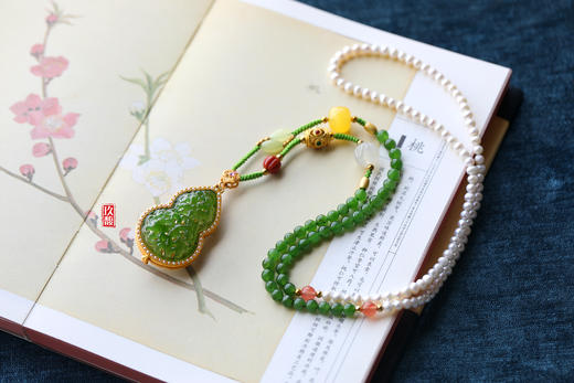 S925和田玉（碧玉-苹果绿）项链--葫芦香囊 商品图0
