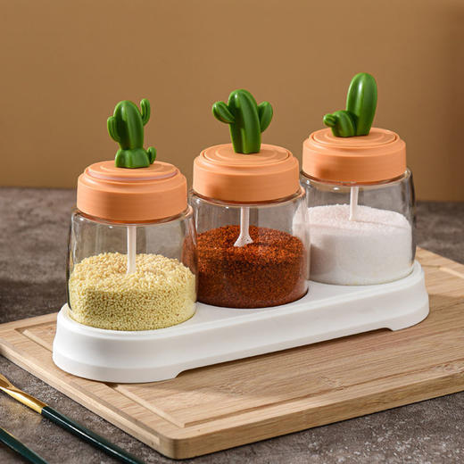 创意设计可爱仙人掌厨房调料收纳盒 I 调味盒调料瓶组合套装， 商品图8