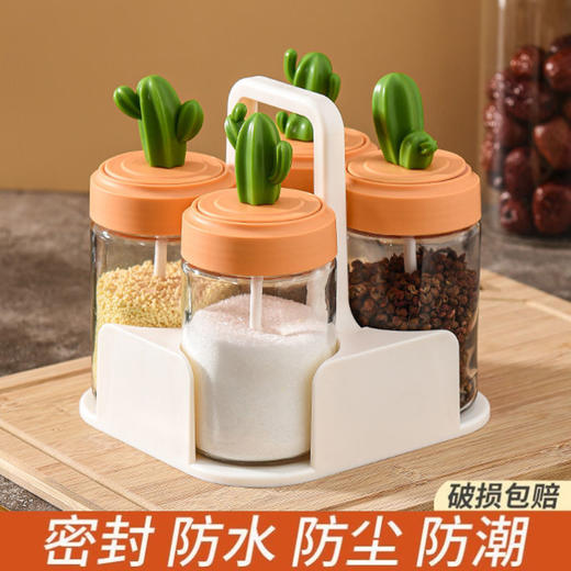 创意设计可爱仙人掌厨房调料收纳盒 I 调味盒调料瓶组合套装， 商品图0