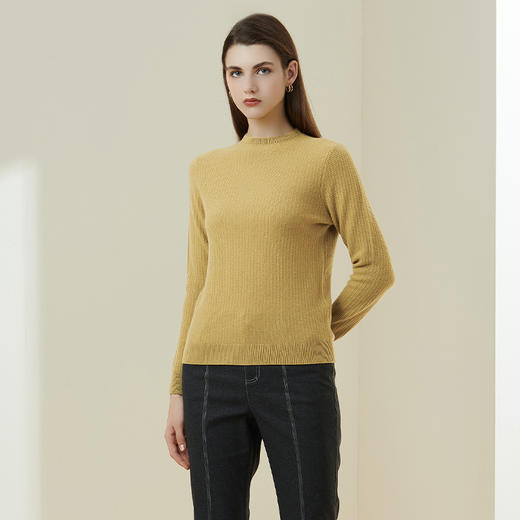 METTE羊绒世家2021年女100%山羊绒衫时尚立体绞花半高领保暖毛衣 商品图3