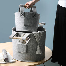 家用简约脏衣篮布艺收纳桶毛毡洗衣篮脏衣服收纳筐儿童玩具收纳桶