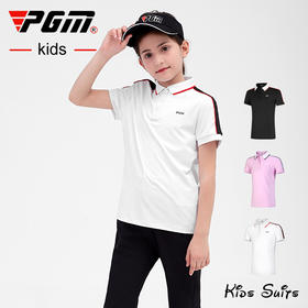 PGM 2021新款 高尔夫服装 女童短袖T恤 夏季golf衣服 透气速干