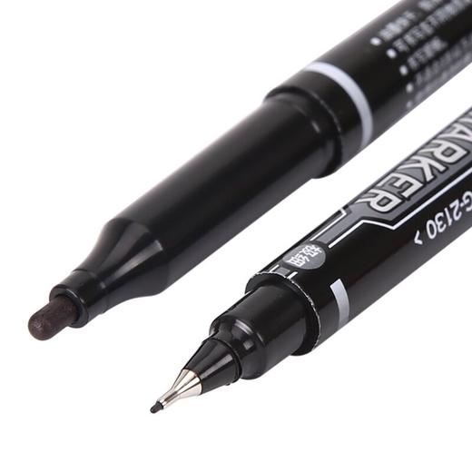 晨光双头记号笔MG2130黑色红细儿童绘画不掉色防水勾线大头油性小双头 商品图1