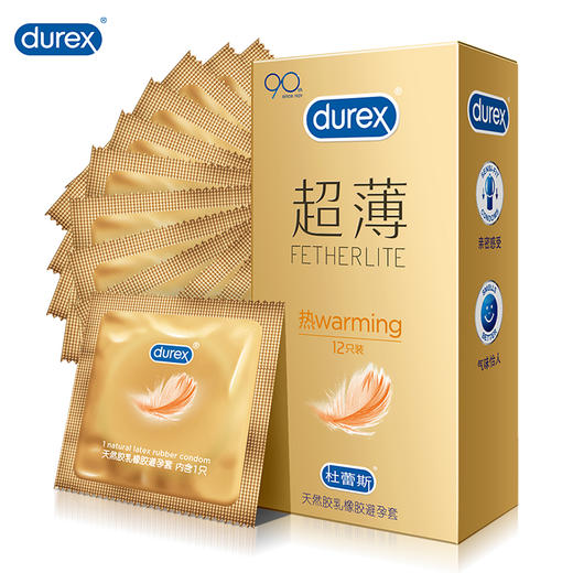 【火热激爽】杜蕾斯 热感超薄12只 热感超薄超滑型避孕套 商品图1