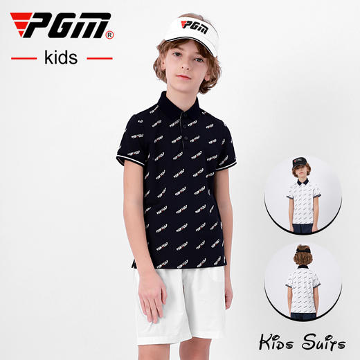 PGM 新品男童高尔夫衣服短袖T恤夏季青少年运动上衣速干服装 商品图0