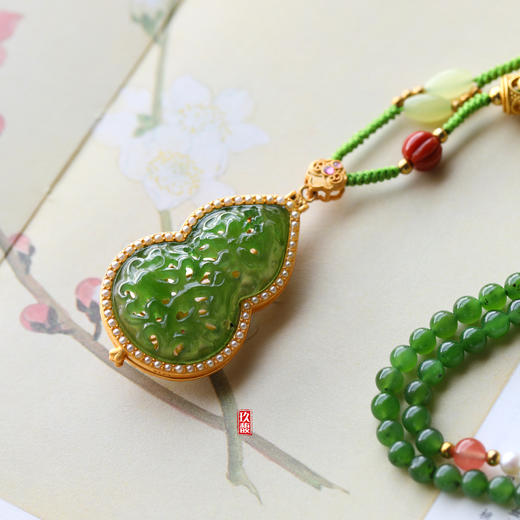 S925和田玉（碧玉-苹果绿）项链--葫芦香囊 商品图3