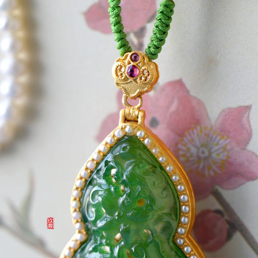 S925和田玉（碧玉-苹果绿）项链--葫芦香囊 商品图5