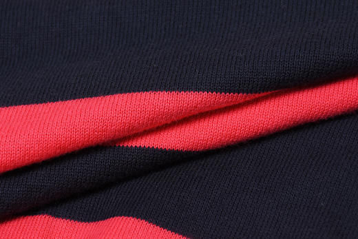 薄红黑拼色棉质 胸前标 圆领毛衣/针织衫 T-1096 商品图10