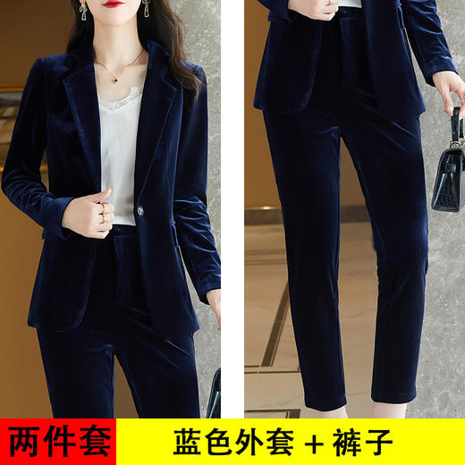 气质修身，时装版大码高端金丝绒西装外套套装XZ-9637 商品图7