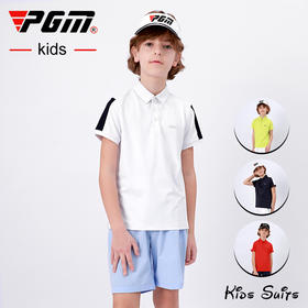 PGM青少年高尔夫衣服2021新款男童短袖T恤夏季服装透气速干童装