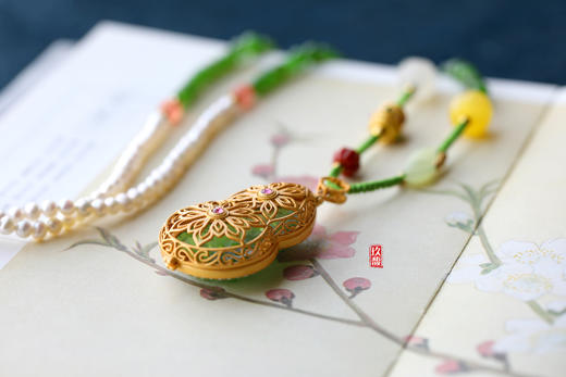 S925和田玉（碧玉-苹果绿）项链--葫芦香囊 商品图1
