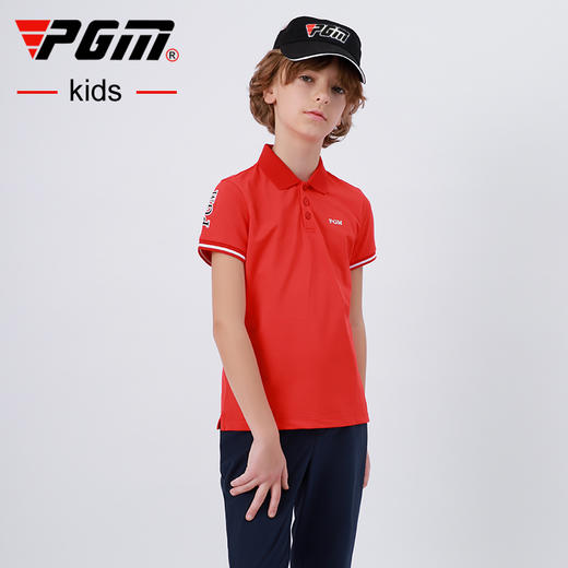 PGM儿童高尔夫球服夏季男童装短袖衣服2021新品青少年T恤上衣服装 商品图3