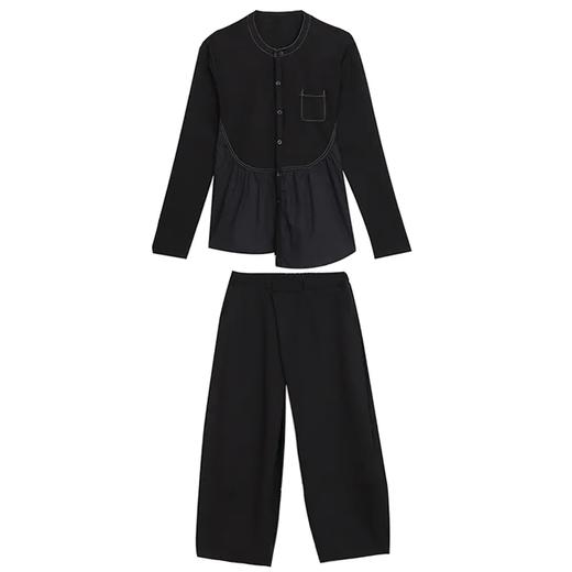 AHM-ygf9605 2021秋冬季新款简约休闲宽松减龄气质衬衫阔腿裤两件套 商品图4