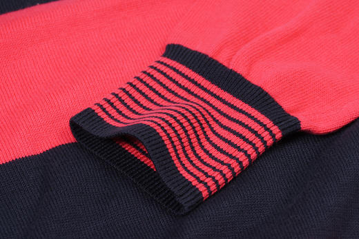 薄红黑拼色棉质 胸前标 圆领毛衣/针织衫 T-1096 商品图7