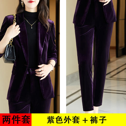 气质修身，时装版大码高端金丝绒西装外套套装XZ-9637 商品图5