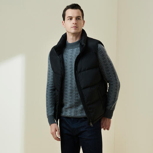 METTE2021年秋冬男士羽绒马甲时尚无袖加厚保暖90白鹅绒立领背心 商品图1