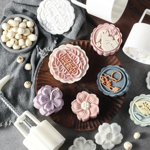 月饼模具家用绿豆糕压模糕点模型 手压式做冰皮点心的烘焙 商品图1