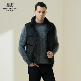 METTE2021年秋冬男士羽绒马甲时尚无袖加厚保暖90白鹅绒立领背心
