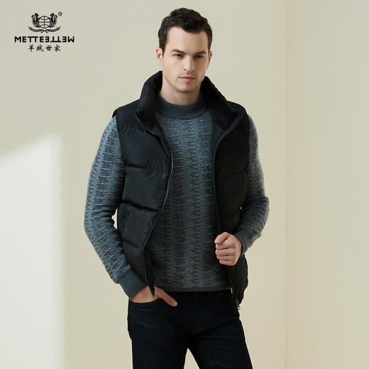 METTE2021年秋冬男士羽绒马甲时尚无袖加厚保暖90白鹅绒立领背心 商品图0