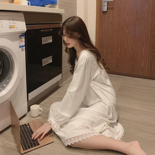 【美炸天！超仙的宫廷风睡裙】舒适到像裸穿，穿上不想脱下来！日系甜美长款睡衣，连衣裙家居服长袖睡衣睡裤 商品图2