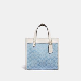 国内现货￥1699不用等🙅！Coach专柜款清新蓝白色老花field tote22小托特包