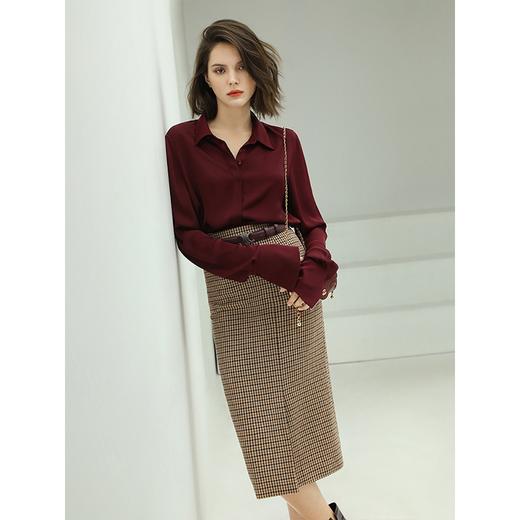 COCOBELLA复古英伦格纹羊毛半身裙中长款通勤半裙HS30 商品图2