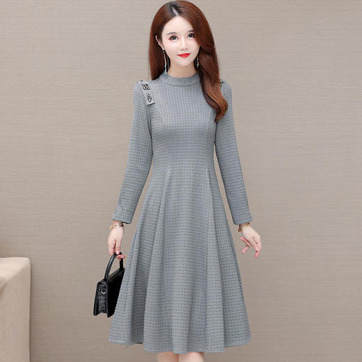 YWE  KED13818气质优雅圆领长袖修身大码连衣裙 商品图2