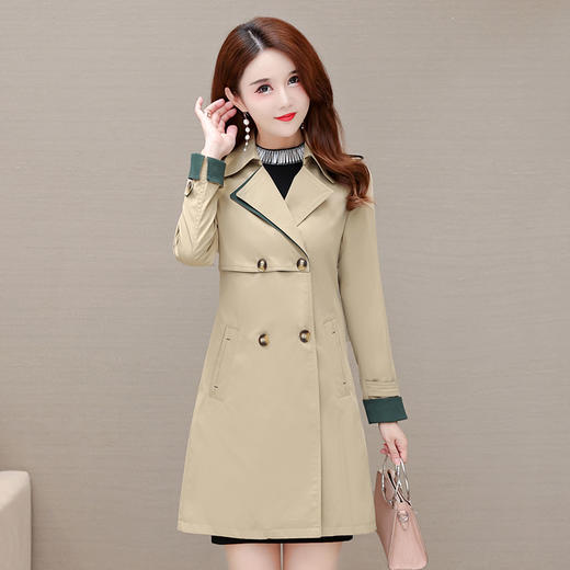 YWE  SH21B05R时尚双排扣风衣中长款外套 商品图2