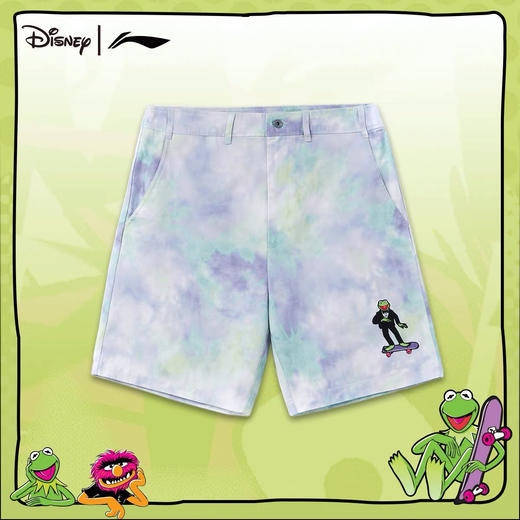 李宁迪士尼联名Muppets科米特运动短裤男女2021新款宽松运动裤 商品图0