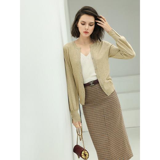 COCOBELLA复古英伦格纹羊毛半身裙中长款通勤半裙HS30 商品图4