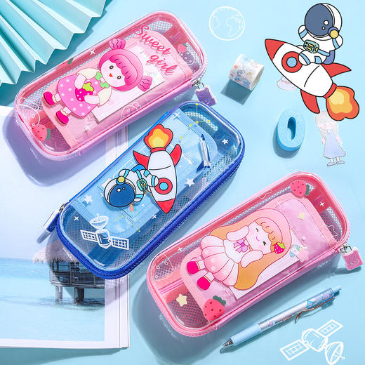 【透明文具盒】小学生卡通透明创意笔袋男孩子铅笔盒幼儿园可爱多功能文具盒女孩子一年级大容量文具袋日系可爱笔袋 商品图3