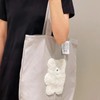 毛绒小熊双色带拉链帆布包 商品缩略图1
