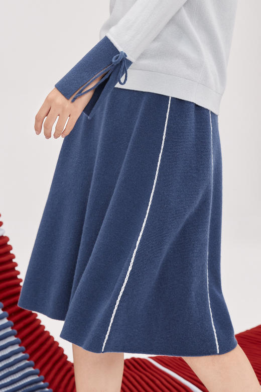 手工装饰线A字羊绒半身裙 SJF93W287N 商品图9