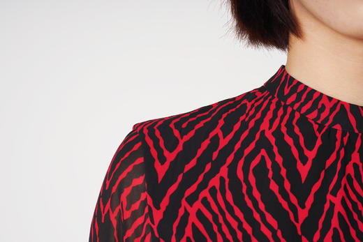 【S1M1】臣禾小立领斑马纹连衣裙9203020376 商品图3