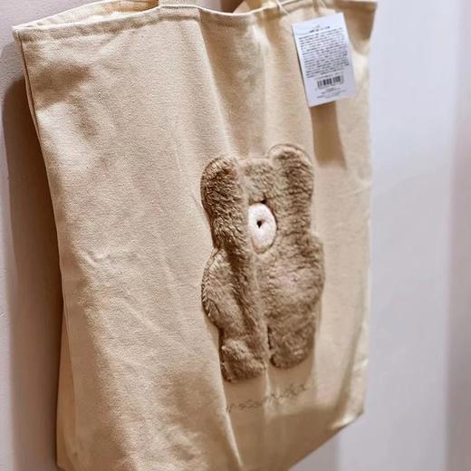 毛绒小熊双色带拉链帆布包 商品图8