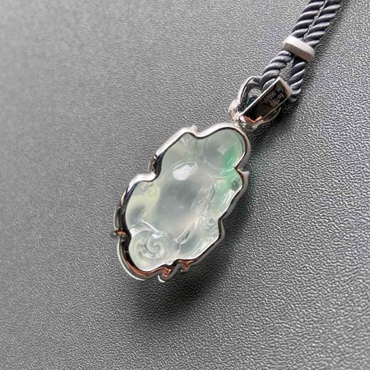 玻璃种飘阳绿翡翠貔貅18k白金钻石绿松石镶嵌 商品图7