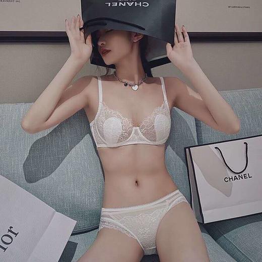 黛唯梵超薄兔耳朵内衣bra大胸显胸小无海绵透气文胸罩大码内衣女秋季薄款聚拢文胸性感内衣内裤七夕节 商品图0