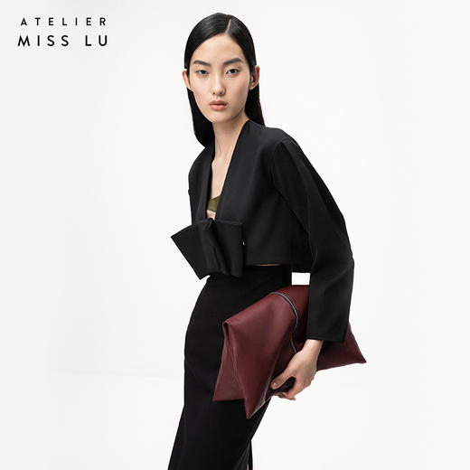 【暗里着迷】黑色蝴蝶结茧型方领造型小外套/00205 商品图1