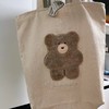 毛绒小熊双色带拉链帆布包 商品缩略图3