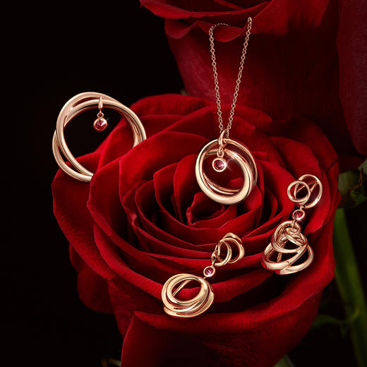 ROSEONLY 玫瑰系列-LOVE ROSE-毛衣链-两环-17mm-18K玫瑰金镶钻 商品图0