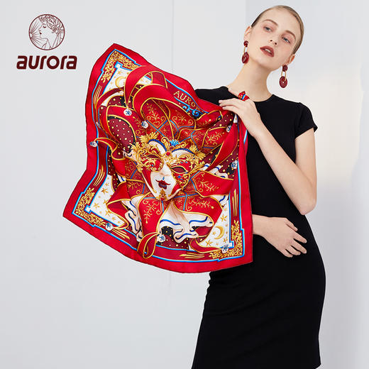 突尼斯面具狂欢 真丝丝巾 商品图0