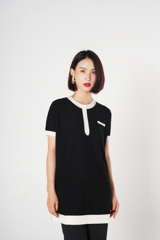 臣禾【100%羊毛】撞色拼接针织衫K212090603 商品图2